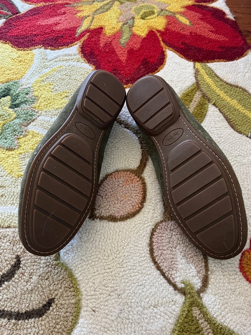 Coach Olive Green Suede Loafers with Gold Horsebit - Picture 2 of 3